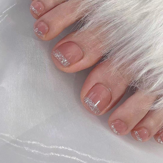 Glitter French Tip Toe Nails