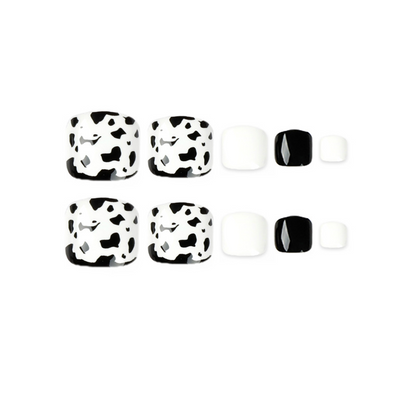 Black White Cow Toe Nails