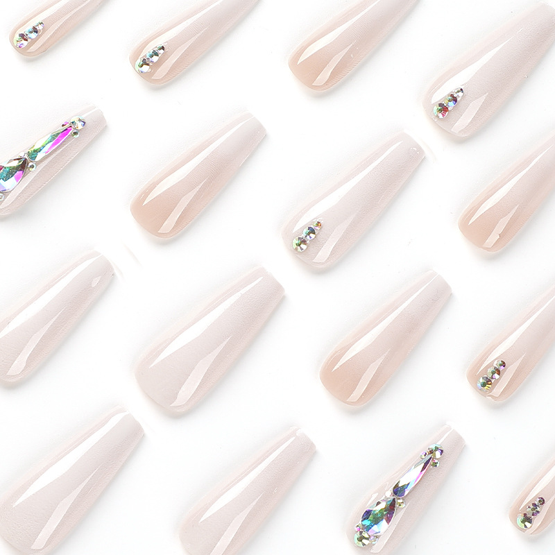 Luxury Rhinestones Icy Ombre Coffin Nails