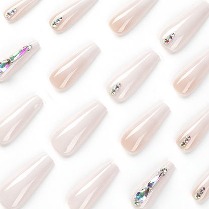 Luxury Rhinestones Icy Ombre Coffin Nails