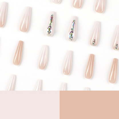 Luxury Rhinestones Icy Ombre Coffin Nails