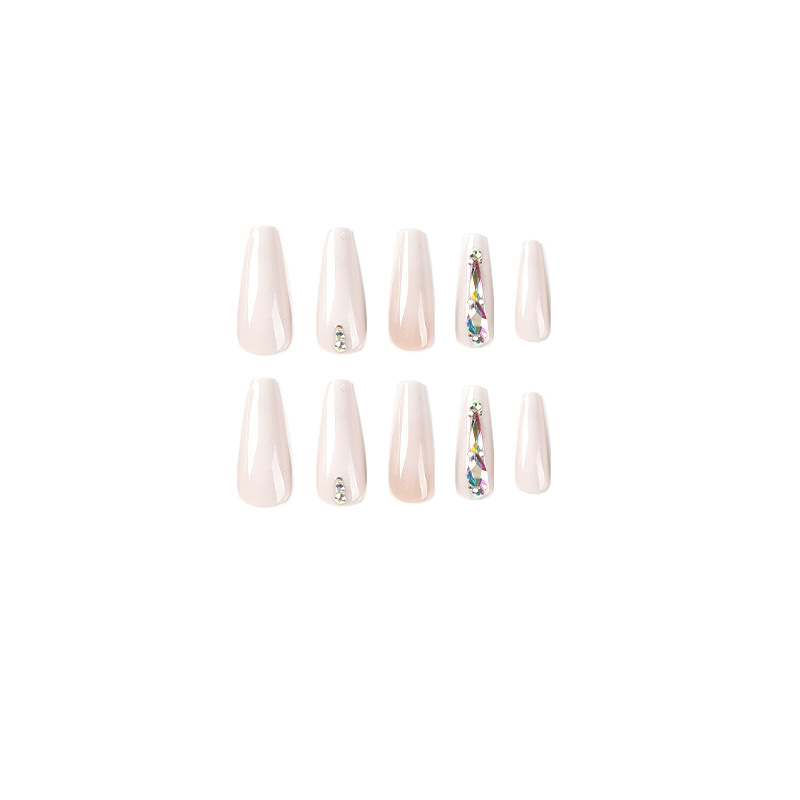 Luxury Rhinestones Icy Ombre Coffin Nails