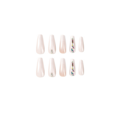 Luxury Rhinestones Icy Ombre Coffin Nails