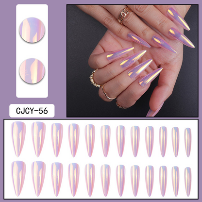 Pink Aurora Stiletto Nails