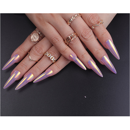 Pink Aurora Stiletto Nails