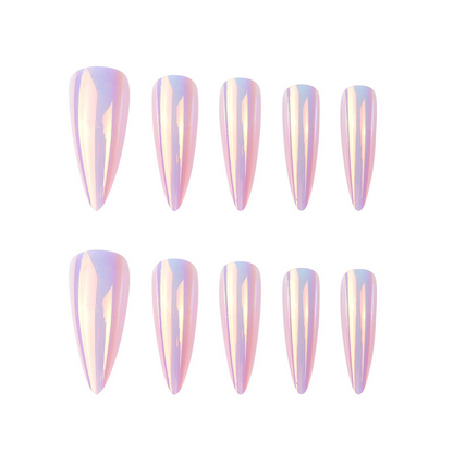 Pink Aurora Stiletto Nails