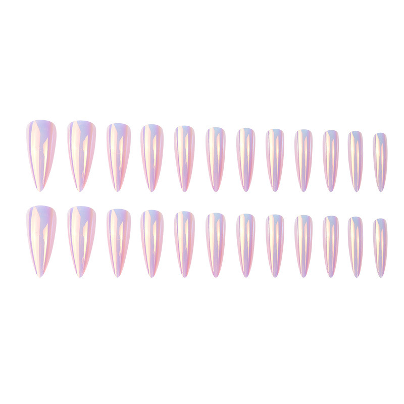 Pink Aurora Stiletto Nails