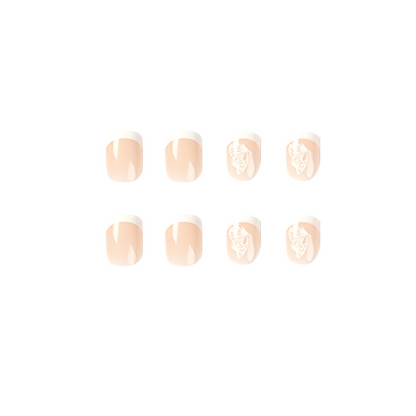 Butterfly French Tip Short Square Nails