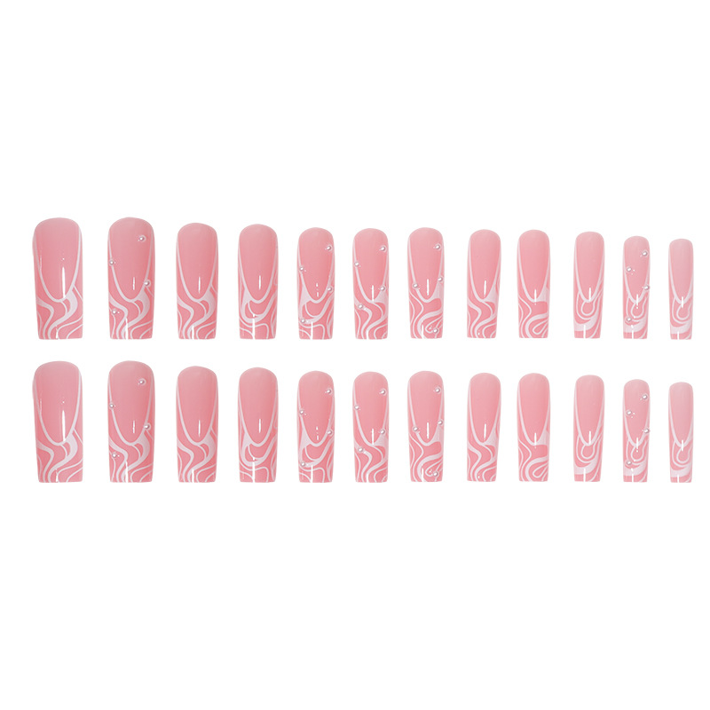 Waves Pearl Pink Long Nails