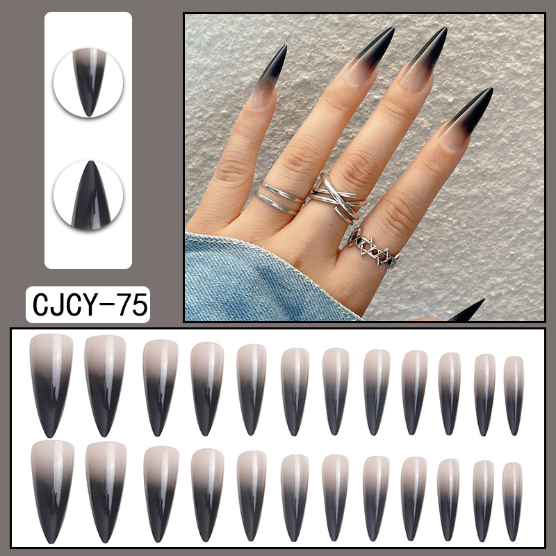 Handpainted Black Ombre Press on Nails With 3D Chrome Effect - Etsy