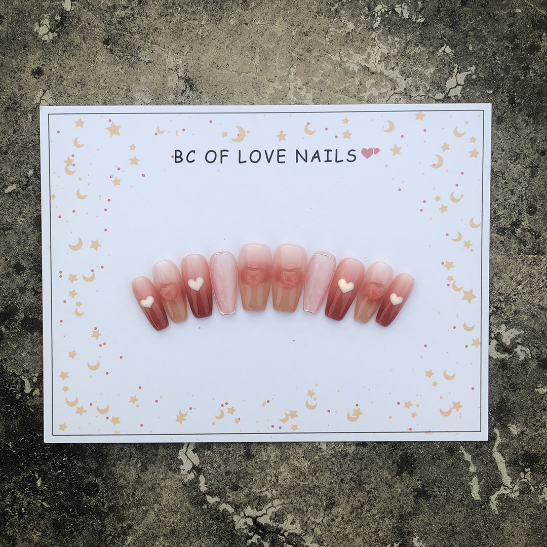 #BL55 Handmade Press On Nails Rosa