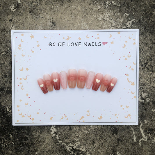 #BL55 Handmade Press On Nails Rosa