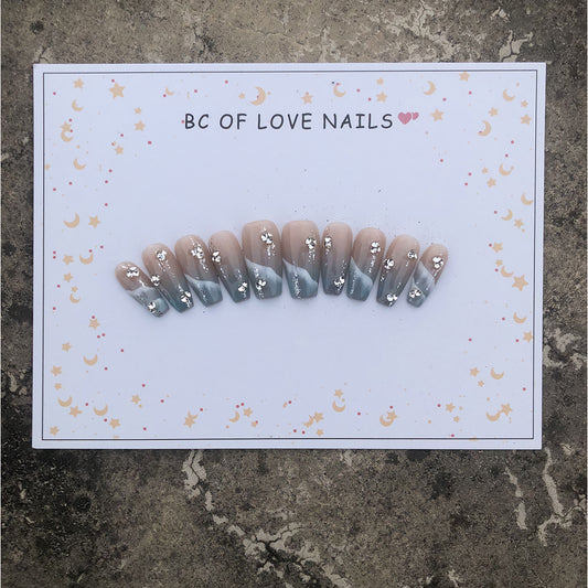 #BL56 Handmade Press On Nails Pink Seaside