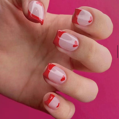 Valentine's Day Nail 24PCS Heart Shape Short