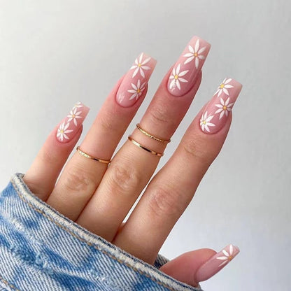 24 STÜCKE Press On Nails Florals Medium