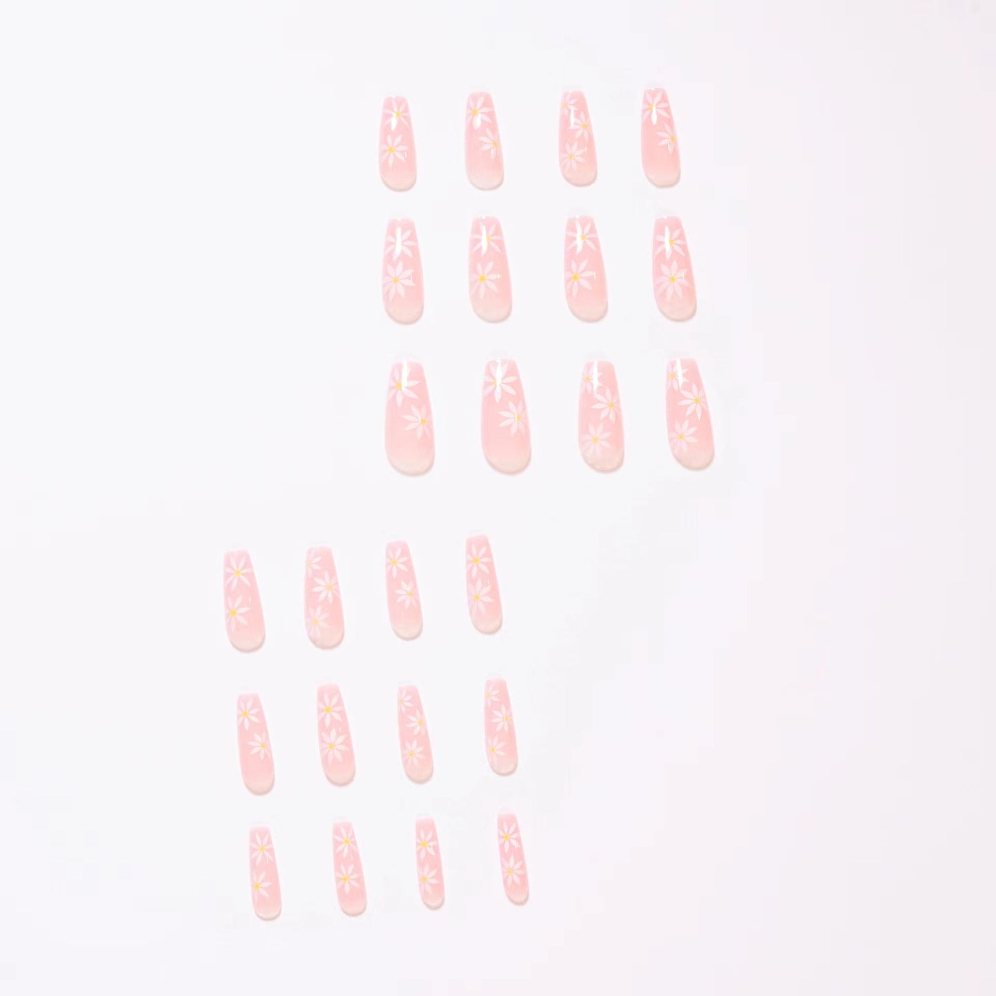 24PCS Press On Nails Florials Medium