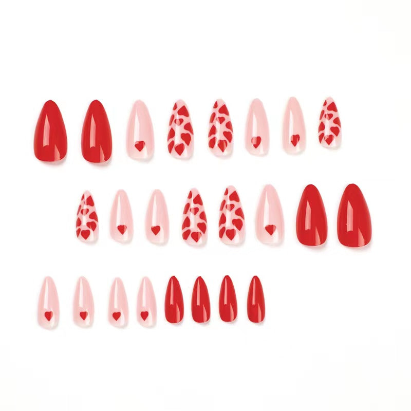 Valentinstag Nagel 24PCS Herzform Medium